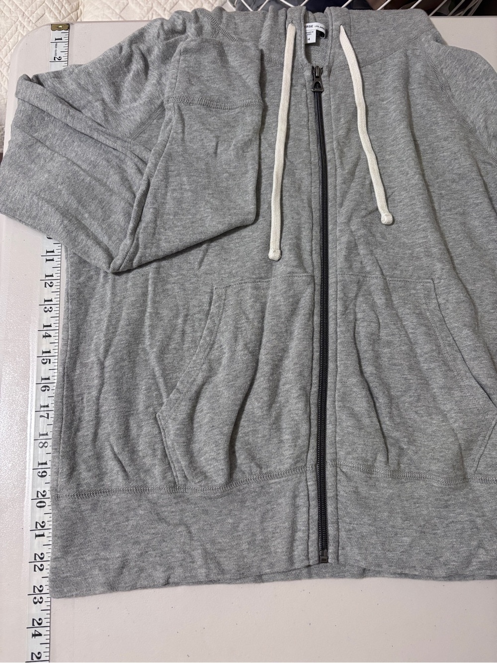 James Perse Vintage French Terry Zip Up Hoodie Size 4 Heather Grey Relaxed Fit - Picture 7 of 10